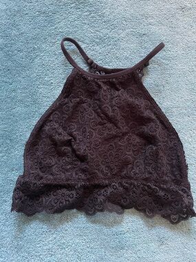 aerie Black Lace Halter Bralette